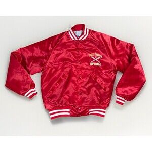 Vtg 80s Dunbrooke Varsity Team Button Up  Bomber Jacket Women’s M Made In USA